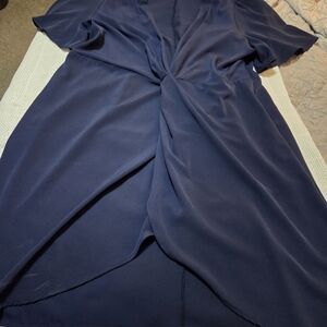 Tulip Twist Front Navy Blue Dress